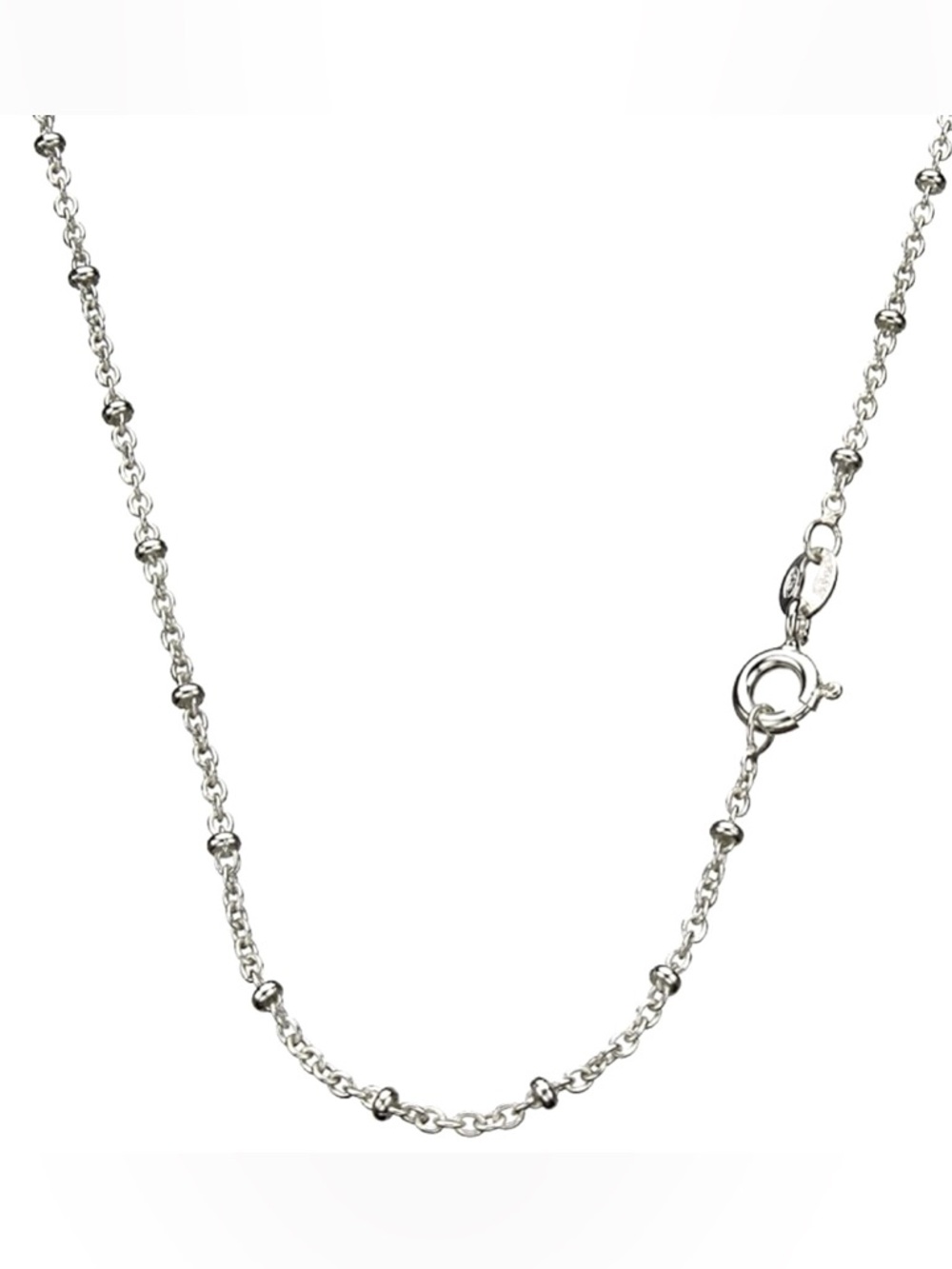 Genuine 925 Italian Sterling Silver Cable Chain with Bead Details 22in